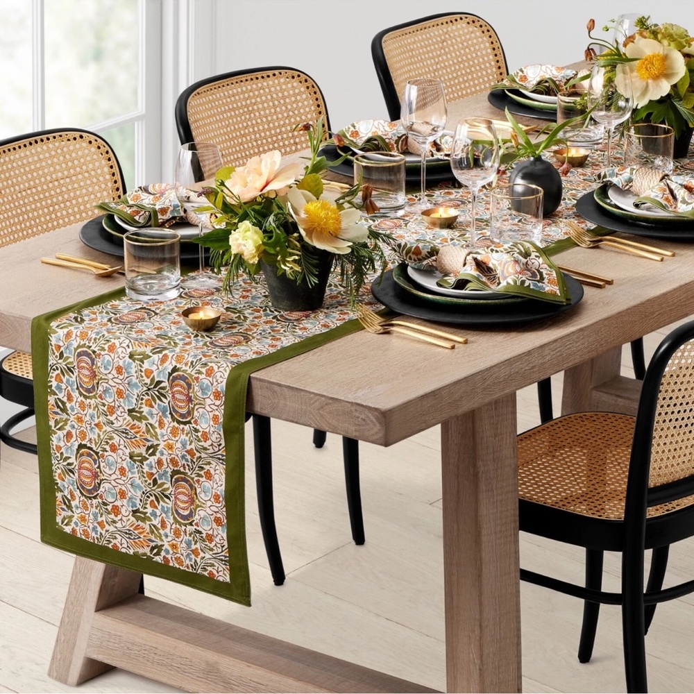 Williams Sonoma Morris & Co Little Chintz Table Runner 16x108 100% Cotton NEW